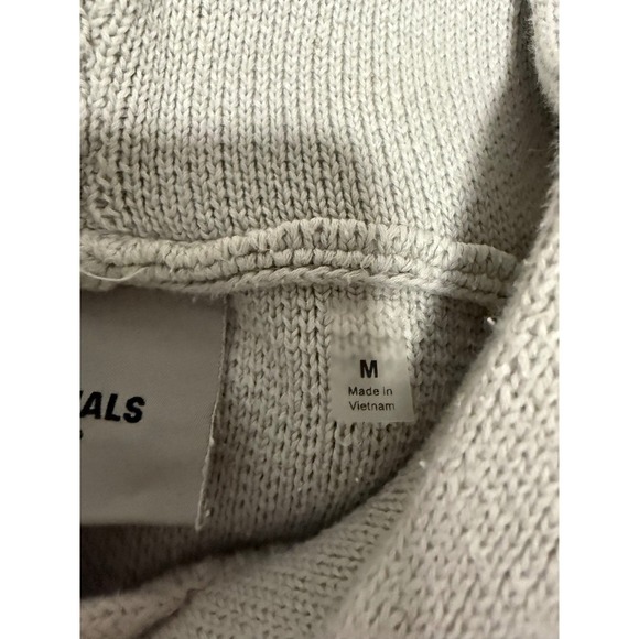Fear of God Essentials Knit Hoodie Beige Logo‎ Pocket Men's M - Picture 3 of 7